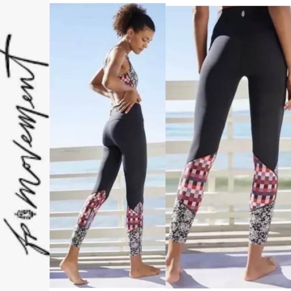 NWOT FP Movement High Rise Daredevil Leggings black print mix xs